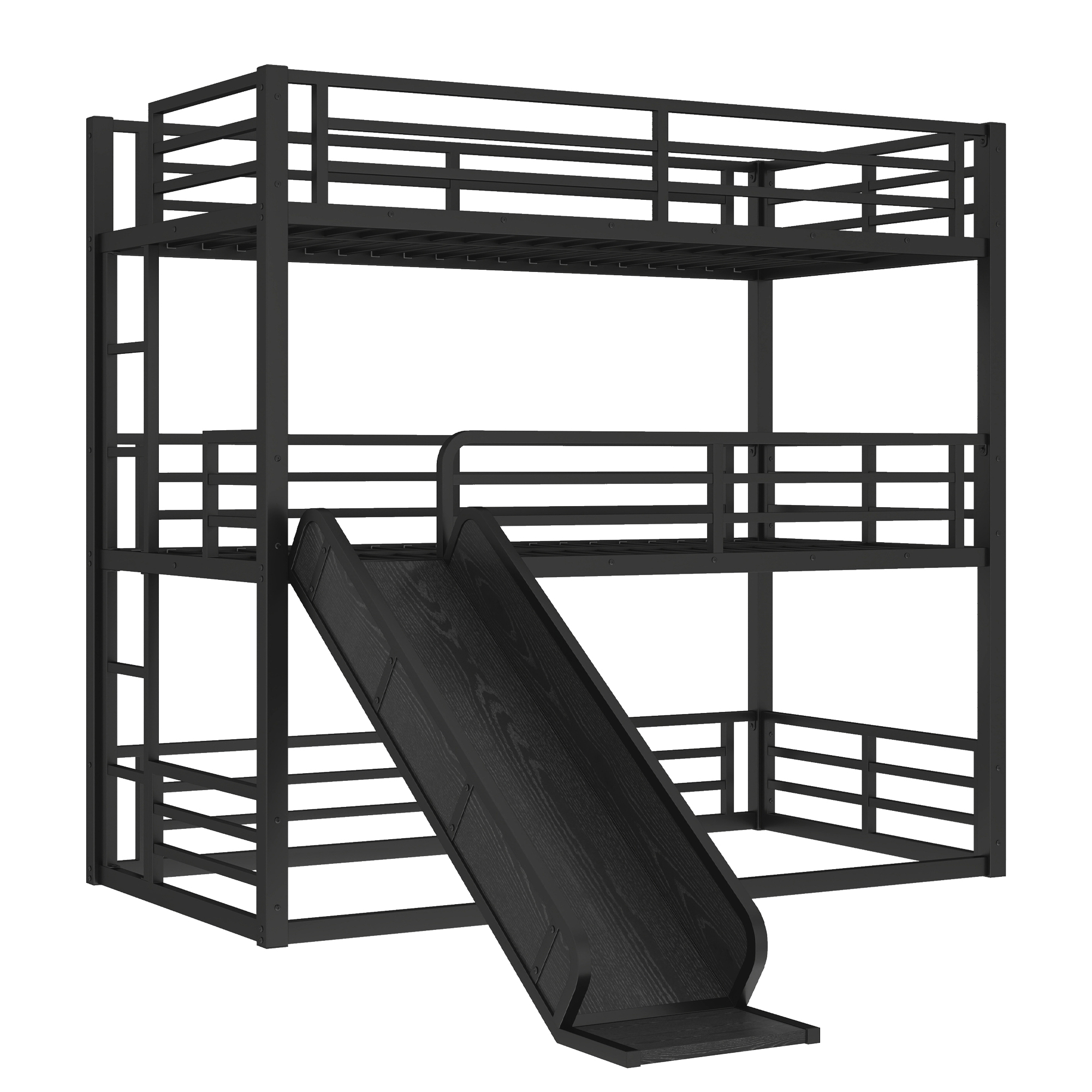 Metal Twin Xl Over Twin Xl Over Twin Xl Bunk Bed With Slide, and Safety Guardrails 14 Metal Twin Xl Over Twin Xl Over Twin Xl Bunk Bed With Slide, and Safety Guardrails