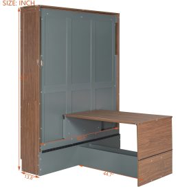 Full Size Murphy Bed With Foldable Desk  Space Saving Wall Bed