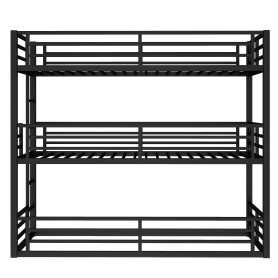 Metal Twin XL Over Twin XL Over Twin XL Bunk Bed With Safety Guardrails