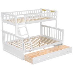 Twin Over Full Bunk Bed With Drawers, Convertible Beds