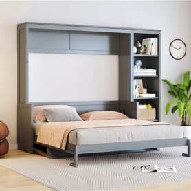 Queen Size Murphy Bed With Desk And Bookshelf