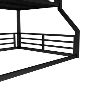 Metal Twin Over Twin Over Full XL Bunk Bed with Safety Guardrails