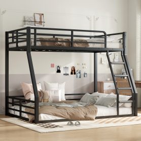 Metal Twin Over Full Floor Bunk Bed Frame For Kids, Teens, Adults