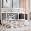 Twin XL over Queen Floor Bunk Bed Frame with Ladder and Safety Guardrails
