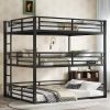 Metal Queen Over Full Xl Over Queen Bunk Bed With Safety Guardrails