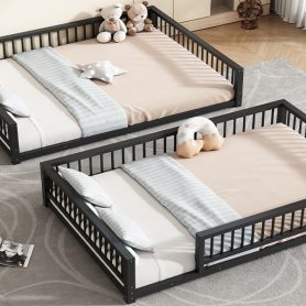 Full XL over Queen Floor Bunk Bed Frame with Ladder and Safety Guardrails 26 Full XL over Queen Floor Bunk Bed Frame with Ladder and Safety Guardrails