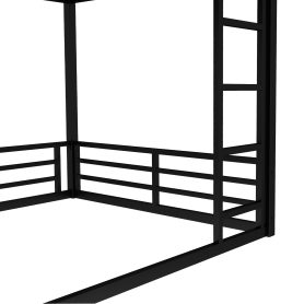 Metal Full Over Full Floor Bunk Bed Frame For Kids, Teens, Adults