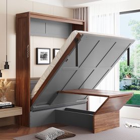 Full Size Murphy Bed With Foldable Desk  Space Saving Wall Bed
