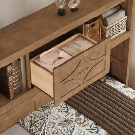 Twin Size Murphy Bed with Charging Station and a Drawer