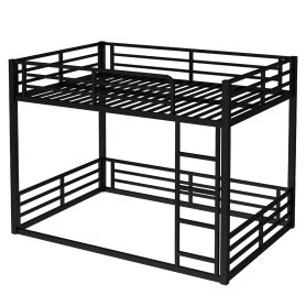 Metal Full Over Full Floor Bunk Bed Frame For Kids, Teens, Adults