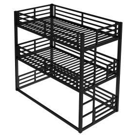 Metal Twin XL Over Twin XL Over Twin XL Bunk Bed With Safety Guardrails
