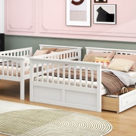 Twin Over Full Bunk Bed With Drawers, Convertible Beds