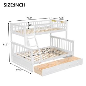 Twin Over Full Bunk Bed With Drawers, Convertible Beds