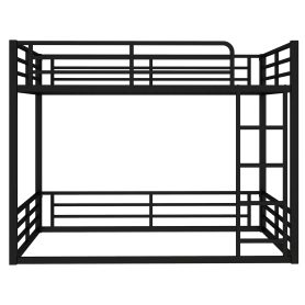 Metal Bunk Bed, Full Xl Over Full Xl Floor Bunk Bed Frame,heavy-duty Bunk Bed For Kids, Teens, Adults, Noise-reduced Design, Black