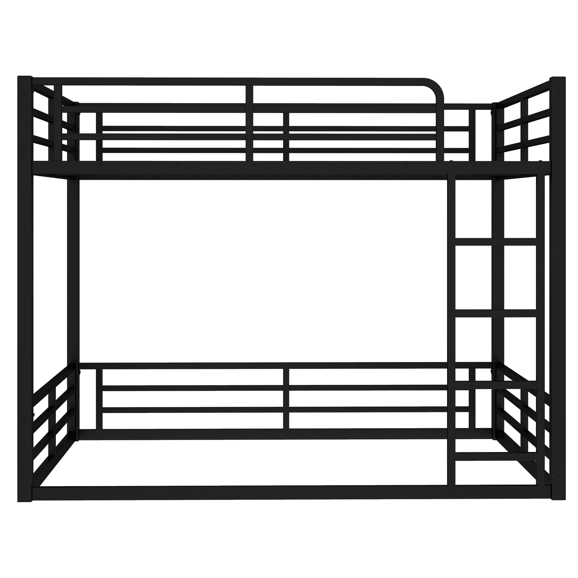 Metal Bunk Bed, Full Xl Over Full Xl Floor Bunk Bed Frame,heavy-duty Bunk Bed For Kids, Teens, Adults, Noise-reduced Design, Black