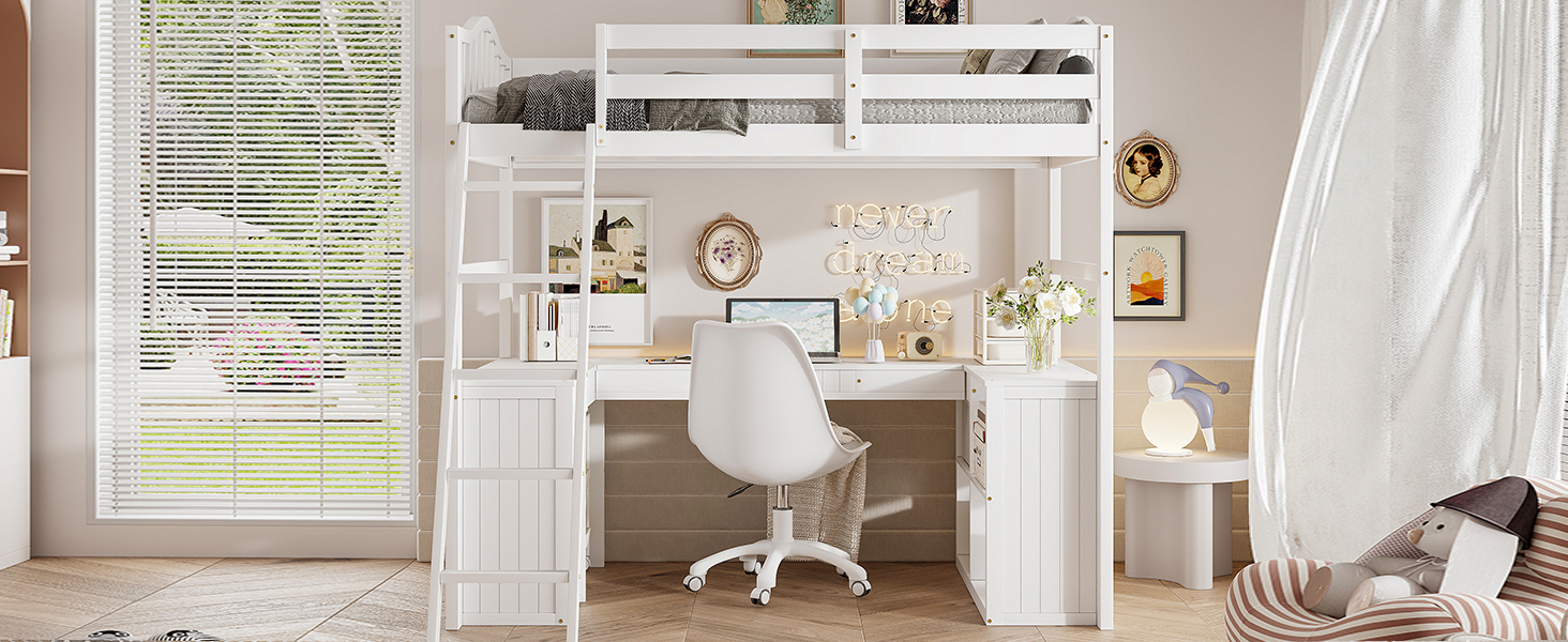 Wooden Twin Size Loft Bed With Drawers, Cabinet, Shelves And Desk 18 Wooden Twin Size Loft Bed With Drawers, Cabinet, Shelves And Desk