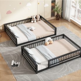 Full XL over Queen Floor Bunk Bed Frame with Ladder and Safety Guardrails 24 Full XL over Queen Floor Bunk Bed Frame with Ladder and Safety Guardrails