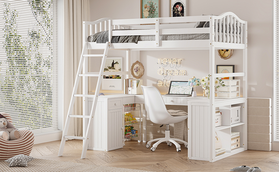 Wooden Twin Size Loft Bed With Drawers, Cabinet, Shelves And Desk 17 Wooden Twin Size Loft Bed With Drawers, Cabinet, Shelves And Desk