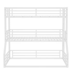 Metal Twin Over Twin Over Full Bunk Bed With Safety Guardrails