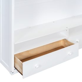 Full Size Loft Bed With Drawers, Shelves And Light