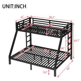 Metal Twin XL over Queen Bunk Bed for Teens and Adult