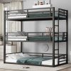 Metal Twin Over Twin Over Twin Bunk Bed With Safety Guardrail