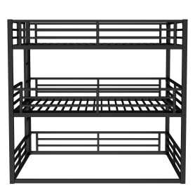 Metal Queen Over Full Xl Over Queen Bunk Bed With Safety Guardrails