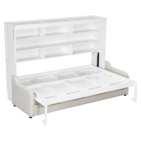 Full Size Murphy Cabinet Bed with Folding Sofa,Built-in Storage Shelves and LED Light 38 Full Size Murphy Cabinet Bed with Folding Sofa,Built-in Storage Shelves and LED Light