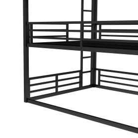 Metal Queen Over Full Xl Over Queen Bunk Bed With Safety Guardrails
