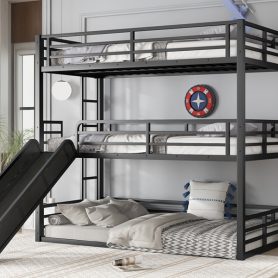 Metal Twin Xl Over Twin Xl Over Twin Xl Bunk Bed With Slide, and Safety Guardrails 37 Metal Twin Xl Over Twin Xl Over Twin Xl Bunk Bed With Slide, and Safety Guardrails