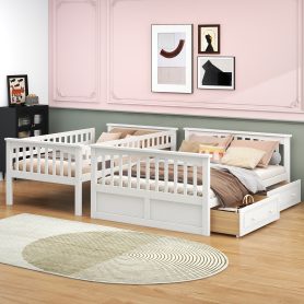 Twin Over Full Bunk Bed With Drawers, Convertible Beds
