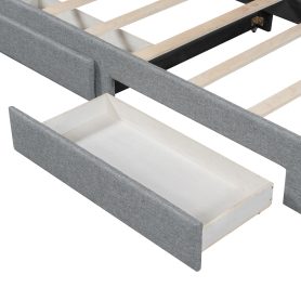 Twin XL Size Extendable Upholstered Daybed with Two Storage Drawers and LED Light