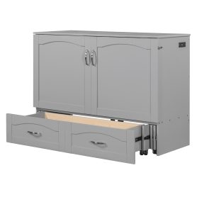 Full Size Wall Bed with drawer and a set of Sockets & USB Ports, Pulley Structure Design 44 Full Size Wall Bed with drawer and a set of Sockets & USB Ports, Pulley Structure Design