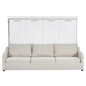 Full Size Murphy Cabinet Bed with Folding Sofa,Built-in Storage Shelves and LED Light 33 Full Size Murphy Cabinet Bed with Folding Sofa,Built-in Storage Shelves and LED Light