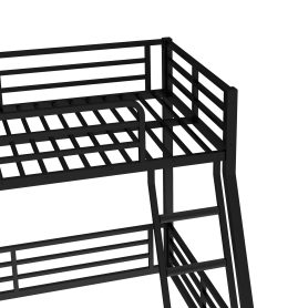 Metal Twin Over Full Floor Bunk Bed Frame For Kids, Teens, Adults
