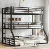 Metal Twin Over Twin Over Full XL Bunk Bed with Safety Guardrails