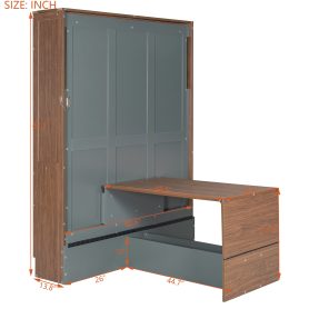 Full Size Murphy Bed With Foldable Desk  Space Saving Wall Bed