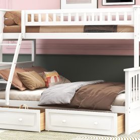 Twin Over Full Bunk Bed With Drawers, Convertible Beds