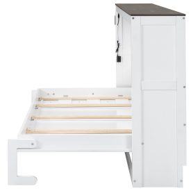 Twin Size Murphy Bed With LED Light, Can Be Folded Into A Cabinet, Hidden Wall Bed Cabinet