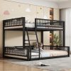 Full XL over Queen Floor Bunk Bed Frame with Ladder and Safety Guardrails
