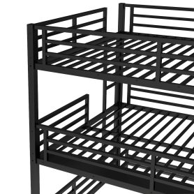 Metal Queen Over Full Xl Over Queen Bunk Bed With Safety Guardrails