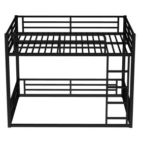 Metal Full Over Full Floor Bunk Bed Frame For Kids, Teens, Adults