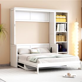 Full Size Murphy Bed With Desk And Bookshelf