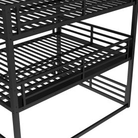 Metal Queen Over Full Xl Over Queen Bunk Bed With Safety Guardrails