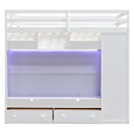 Full Size Loft Bed With Drawers, Shelves And Light