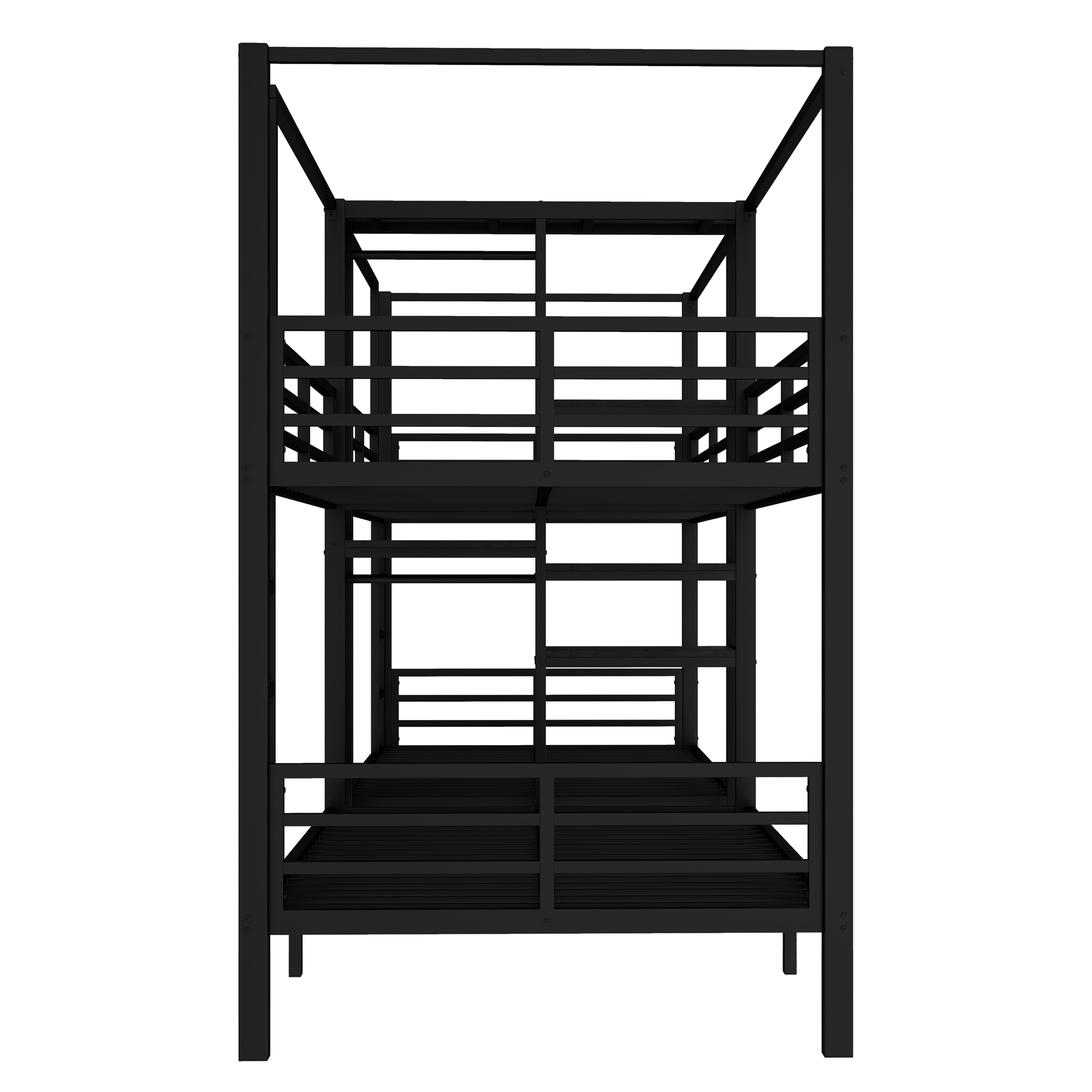 Twin Size Quadruple Metal Bunk Bed With Built-in Storage Shelves & Wardrobe 14 Twin Size Quadruple Metal Bunk Bed With Built-in Storage Shelves & Wardrobe