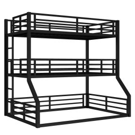 Metal Twin Over Twin Over Full XL Bunk Bed with Safety Guardrails