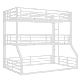 Metal Twin Over Twin Over Full Bunk Bed With Safety Guardrails