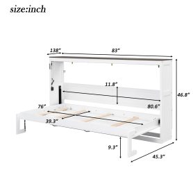 Twin Size Murphy Bed With LED Light, Can Be Folded Into A Cabinet, Hidden Wall Bed Cabinet