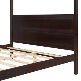 Queen Size Canopy Bed with Headboard and Footboard, Slat Support Leg